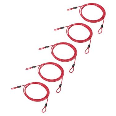 Imagem de PATIKIL Cabo de aço inoxidável revestido de vinil de 5/81.3 cm de diâmetro com laços, 5 peças de corda de fio flexível de 2,1 m (200,7 cm) Cadeado de corrente de segurança para iluminação de palco ao