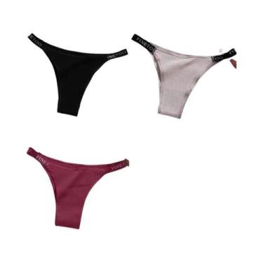 Imagem de Conjunto De 3 Calcinhas De Algodão Femininas, Lingerie Íntima Sexy Em 