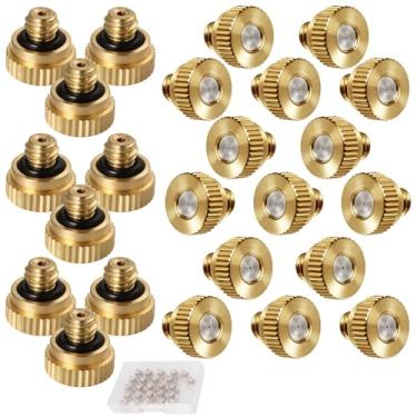 Imagem de 24 peças de bicos de nebulização de latão com 24 peças anel O 0,1/0,3/0,5 mm diâmetro orifício UNC bicos de pulverização de latão cabeças de substituição para jardim, pátio, sistema de refrigeração ao