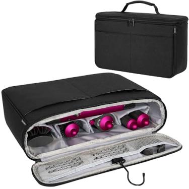 Imagem de WELIDAY Bolsa de armazenamento de viagem compatível com Dyson Airwrap Styler e Shark FlexStyle Air Styler, organizador de viagem portátil para modelador de cabelo e acessório com vários bolsos (preto)