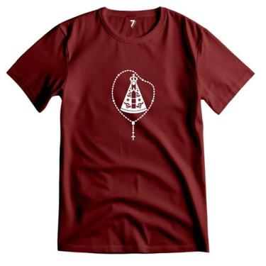 Imagem de Camiseta Santa Padroeira Terço 100% Algodão Premium, Vermelho, XG