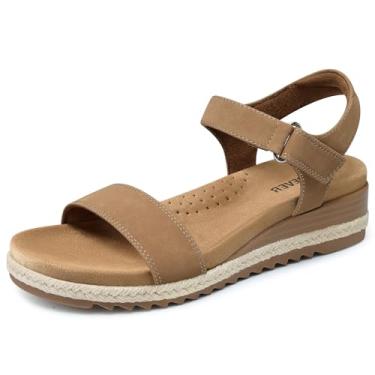 Imagem de SHIBEVER Sandálias femininas elegantes de cunha: espadrille verão casual plataforma suporte arco confortável sandália de caminhada para sapatos femininos, Damasco, 36
