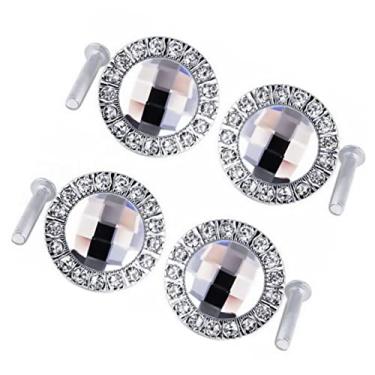 Imagem de jojofuny 1 pacote com puxador de gaveta de cristal de strass, puxador de vidro para cômoda, armário, armário, fácil de instalar, acessório de móveis