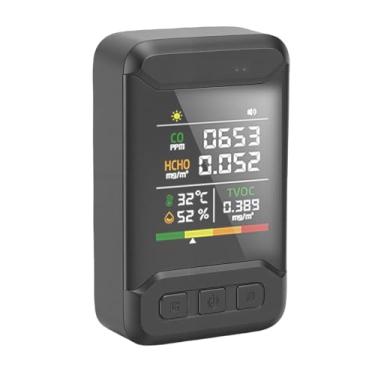Imagem de Jectse Testador de Qualidade do Ar 5 Em 1, Monitor de Umidade e Temperatura CO2 TVOC HCHO Com Sensores de Alta Sensibilidade e Alerta de Voz, para Uso Doméstico e No Escritório (plugue americano)