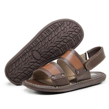 Imagem de Sandália Masculino em Couro Linha Conforto D'janú - 3000 - Marrom, 37