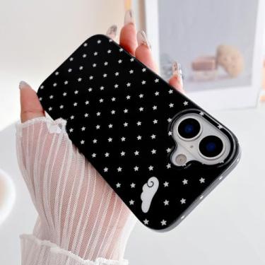 Imagem de Weonmov Capa para iPhone 17, linda estampa de asas de anjo, capa rígida de proteção à prova de choque para mulheres meninas homens 6,3 polegadas - preta