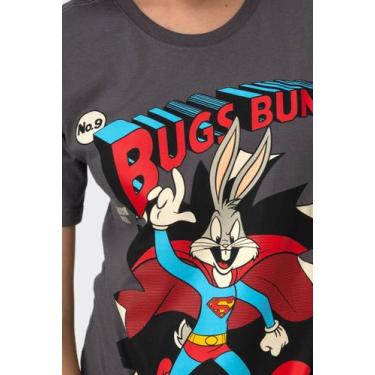 Imagem de Camiseta Looney Tunes Pernalonga Superman - Piticas, G, Chumbo, Unisse