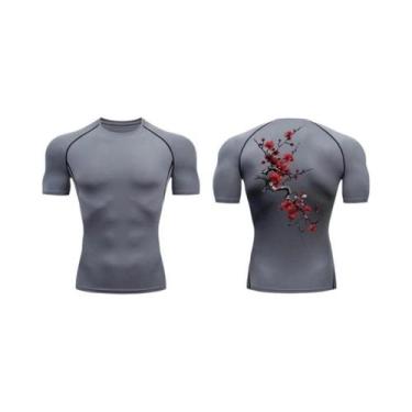 Imagem de Camisetas De Compressão De Manga Curta Para Corrida Com Estampa De Flo