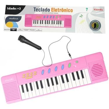 Imagem de Teclado Infantil Brinquedo Musical Piano P/ Bebês Rosa Som