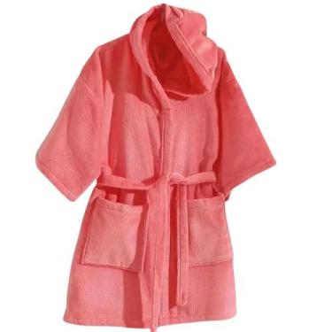 Imagem de Roupão Infantil Com Capuz Aveludado Tamanho G - Dohler Rosa - Dohler S