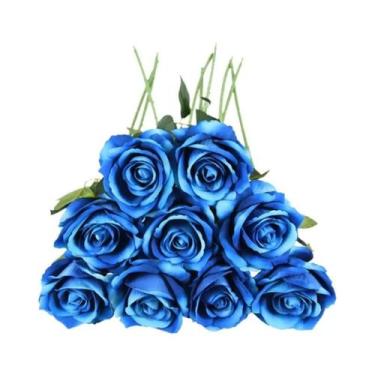 Imagem de Ramo De Flor Artificial Rosa Vermelha Com 50cm De Comprimento Para Dec