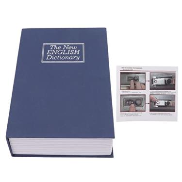 Imagem de Cofre para livros, inovador, dicionário médio, livro de desvio, seguro com fechadura codificada para armazenar documentos de cartões de joias de dinheiro (Azul)