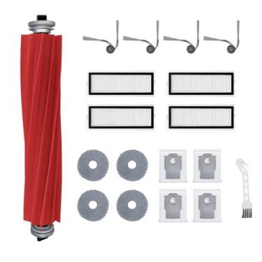 Imagem de NUHFUFA 18 peças de acessórios de aspirador de pó robô para Robo Rock QV35A/QV35S, 1 escova principal/4 escovas laterais/4 filtro/4 lenços/4 x saco de poeira