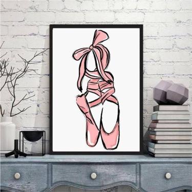 Imagem de Quadro Ilustração Sapatilha De Ballet 24X18Cm - Com Vidro