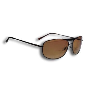 Imagem de proSPORT Óculos de sol bifocais Aviator + armação bronze 2,50 lente marrom bifocal para homens e mulheres