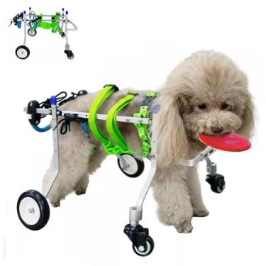 Imagem de Cadeira de rodas para cães, suporte completo de 4 rodas para cães pequenos, carrinho de andador ajustável para cães feridos, auxílio de mobilidade limitada para exercícios e reabilitação