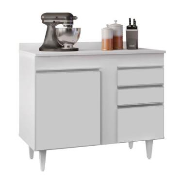 Imagem de Balcão de Cozinha Lavanderia Com Tampo 02 Gavetas Bia Branco 100 Cm L0