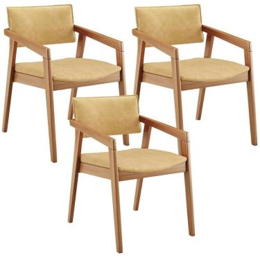 Imagem de Kit 03 Cadeiras Para Sala De Jantar Estar Living Giorgia L02 Couríssimo Casco Fendi - Lyam Decor