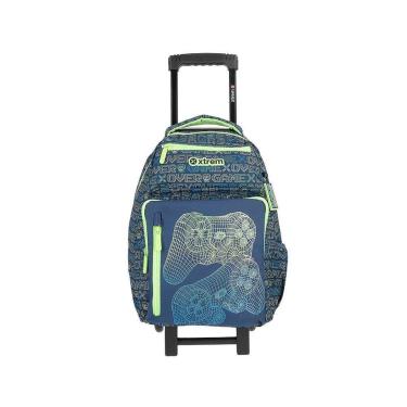 Imagem de Mochila com Carrinho Xtrem New Run 4xt Player Azul e Verde-Unissex