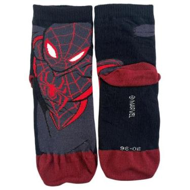 Imagem de Meia Disney Cano Médio Infantil Homem Aranha Lupo Cor:Preto/VermelhoTa