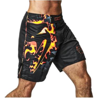 Imagem de Bermuda Fightshort Boxe MMA Giant Training Fire Logo Venum Cor:PretoTa