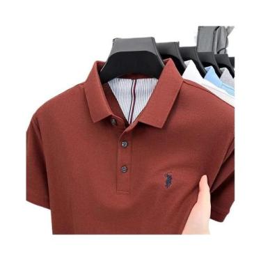 Imagem de Camisa Polo Masculina De Verão 100% Algodão Manga Curta Marca De Alto 