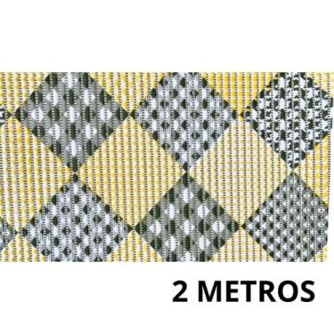 Imagem de Tapete De Cozinha Azulejo Amarelo Passadeira Antiderrapante 43cm Duna 