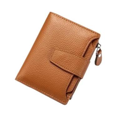 Imagem de Carteira De Couro Feminina Com Bloqueio RFID, Grande Capacidade, Porta