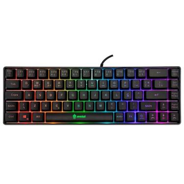 Imagem de Teclado Gamer Evolut Fay, Layout 60%, Abnt2, Led Rainbow, Teclas Multimídia - Eg-211