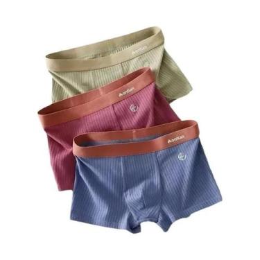 Imagem de Cuecas Boxer Masculinas De Algodão, Pacote Com 3, Confortáveis E Respi