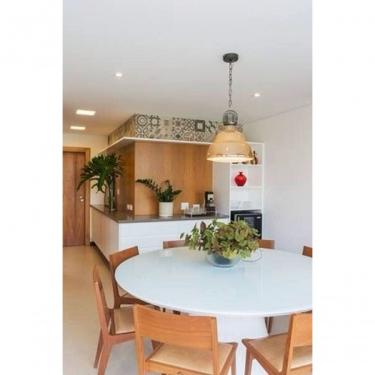 Imagem de Mesa De Jantar Cone 120cm Tampo De Vidro Laca Branca Branco