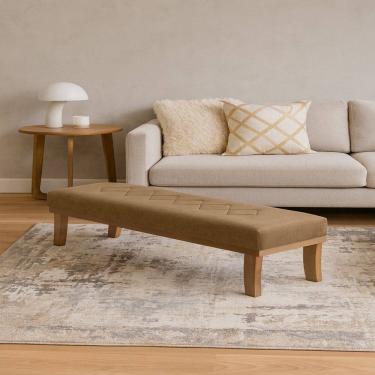 Imagem de Puff para Sala de Estar 140cm Linho Theo Marrom/Mel