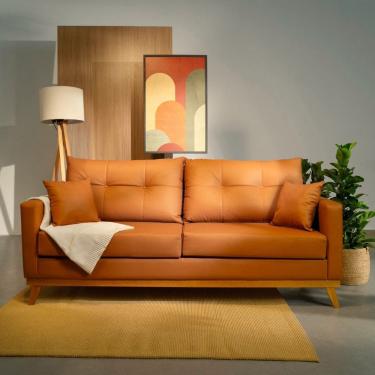 Imagem de Sofá 2 Lugares 180cm Soul Cabecasa Madeiraoriginals Courino Caramelo