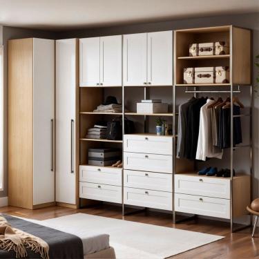 Imagem de Guarda-roupa Closet Metalon Industrial 100% Mdf Infinity Savana/Branco