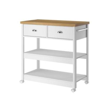 Imagem de Aparador Carrinho Chá Ditália 2 Gavetas Branco Ba-135 - DITÁLIA MÓVEIS