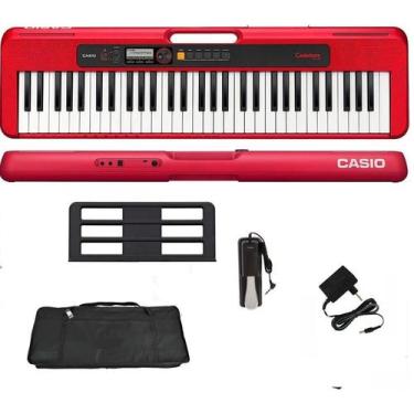 Imagem de Teclado Casio CT-S200 61 Teclas Vermelho + Capa Luxo + Pedal