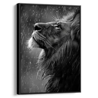 Imagem de Quadro Leão Majestoso Sobre Chuva de Prata - Mioquadros, 60x40 cm, Pre