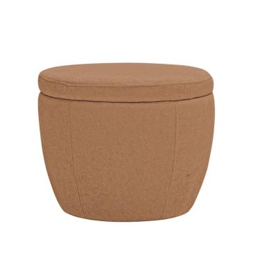 Imagem de Puff Decorativo Redondo Kaira Bouclé Terracota - Nexta Casa