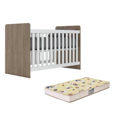 Imagem de Berço Convencional Labirinto com Estrutura em MDF MDP Colchão Incluso rustic-branco Des...