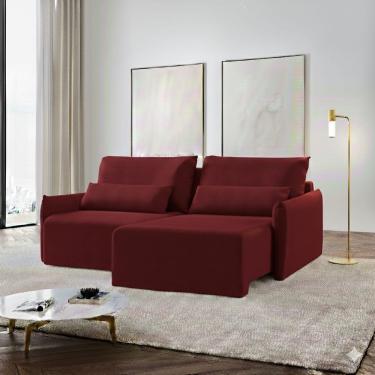 Imagem de Sofá Pequim Caixa Zero Retrátil e Reclinável 180CM Vermelho Liso Sólido Movenzo Móveis