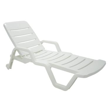 Imagem de Espreguiçadeira Leblon Basic em Polipropileno Reclinável com Rodízios Branco Tramontina
