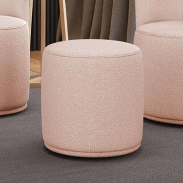 Imagem de Puff Malu Rosê M11 Redondo Espuma Estofada Revestimento Bouclê para Sala Moderna Aconchegante