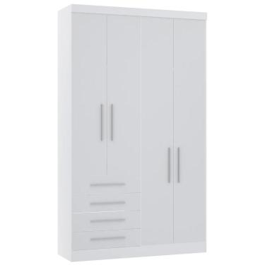 Imagem de Guarda Roupa Solteiro 135cm 4 Portas 4 Gavetas Taiga Branco L01 - Mpozenato