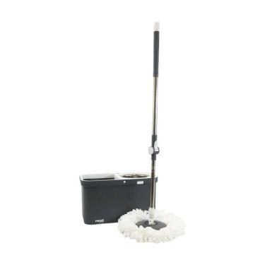 Imagem de Conjunto Mop Rotatório Retangular (balde 20l Com Cesto Inox E 1 Refil) Cinza-branco