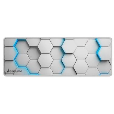 Imagem de Mousepad Gamer Rise Mode 3D 01, Estendido 900x300mm, Borda Costurada, Branco - RM-MP-3D1-W-Unissex