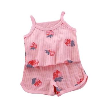Imagem de Conjunto De Roupas De Algodão Para Meninas No Verão, Tops Sem Mangas E