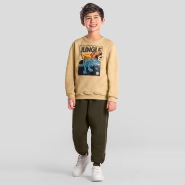 Imagem de Conjunto infantil em moletom peluciado de dino Brandili-Masculino
