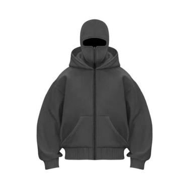 Imagem de Moletom Masculino Com Capuz Duplo E Balaclava, Estilo Y2K Gótico Haraj