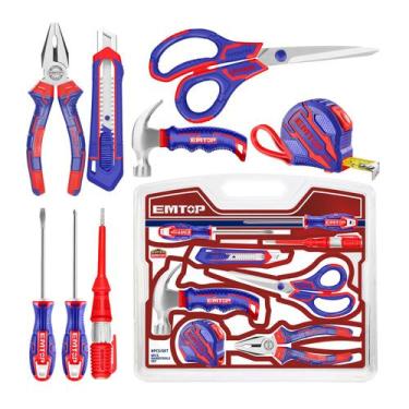 Imagem de Kit Ferramentas Jogo Chaves e Martelo - 8 Peças Profissional - EMTOP