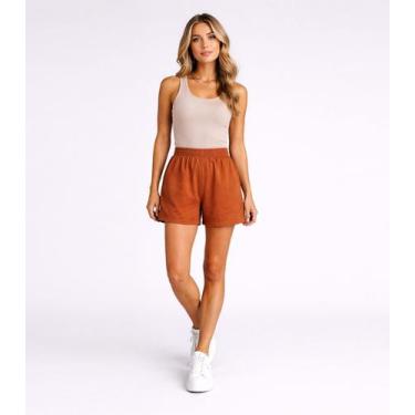 Imagem de Shorts Feminino Cós Com Elástico Infinita Cor Marrom, P, Marrom
